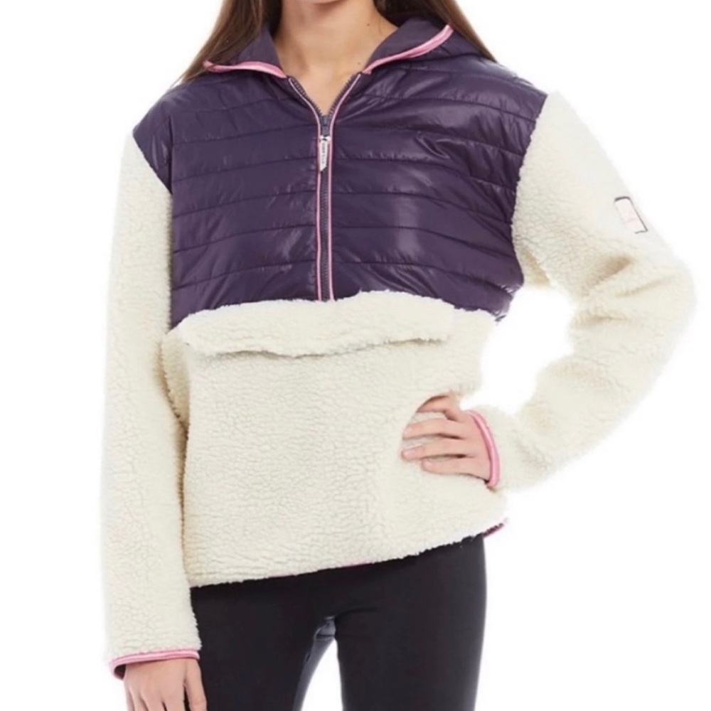 Ivory Ella Purple White Sherpa Puffer Jacket